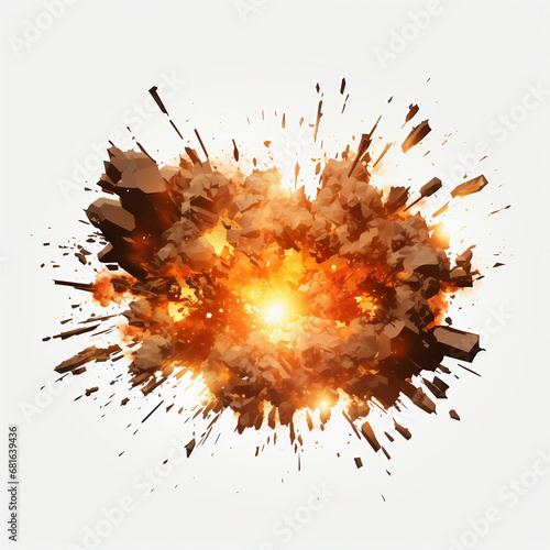 Explosion of fire and smoke on a white background. Vector illustration © Soeren