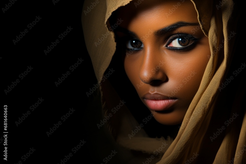Majestic Portrait of Woman with Traditional Headwrap Majestic Portrait of Woman with Traditional Headwrap