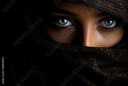 A woman who wears the veil with magnificent eyes