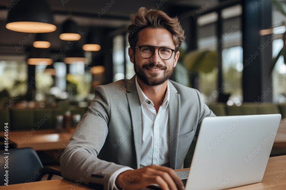 Marketing manager sitting in a stylish modern office space, He looks empowered and composed. Marketing manager sitting in a stylish modern office space, He looks empowered and composed.