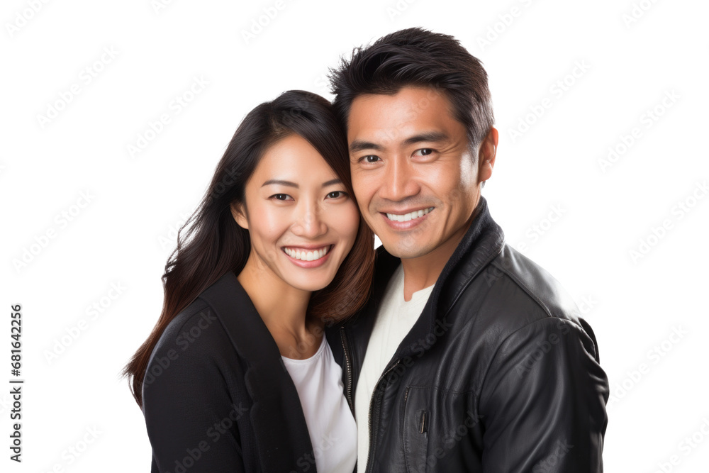Asian Couple Smiling on Transparent Background Asian Couple Smiling on Transparent Background