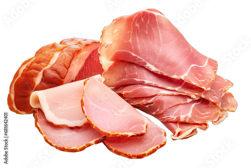 Different Fresh Dried Ham On Transparent Background