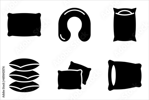 Pillow thin Line icon set, sleep symbol, isolated on white background