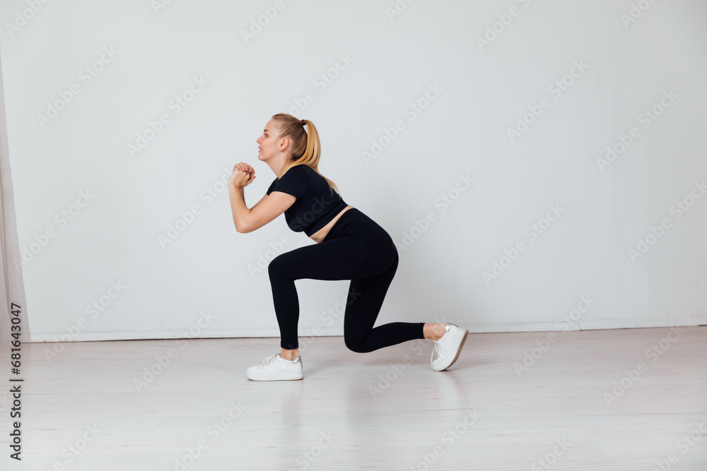 Fitness Woman Blonde Doing Gymnastics Strength Sport