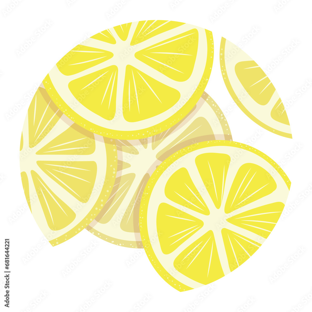 Round yellow lemon flat icon for design