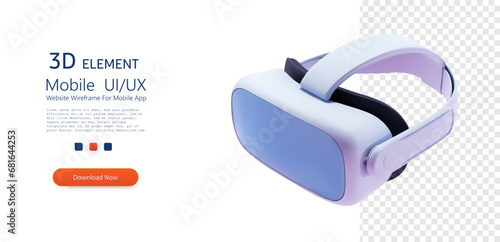 Sleek Virtual Reality Headset Isolated on Transparent Backgroun. Virtual reality glasses on white background. 3D vector illustration