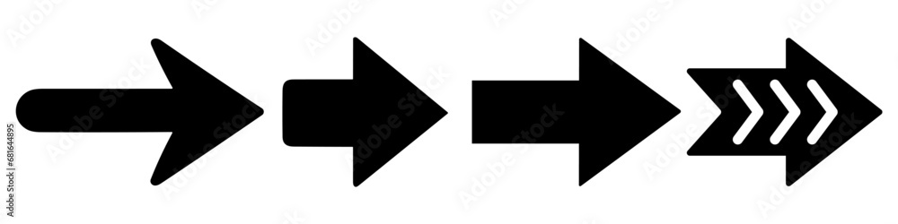 Arrow icon. Set of black arrows on white background. Vector illustration Arrow icon. Set of black arrows on white background. Vector illustration