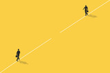 Two Businessman walking. concept of gender gap or business inequality concept. Business career challenge symbol. Eps10 vector illustration.
