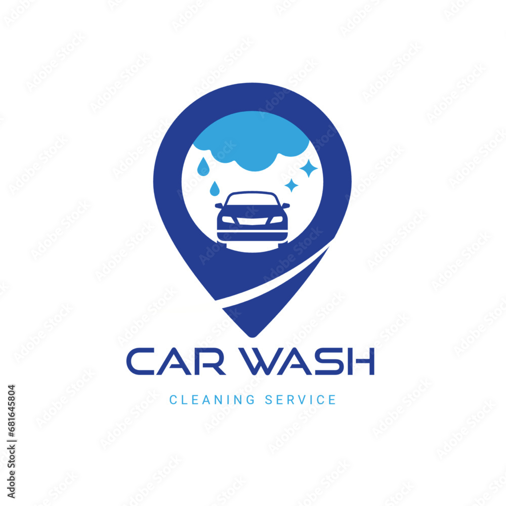 Auto style car logo design with concept sports vehicle icon on white background. Car wash