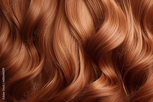 Flowing  lustrous locks of brown-hued tresses adorn a woman s head  stylishly curled and enhanced by color and extensions.