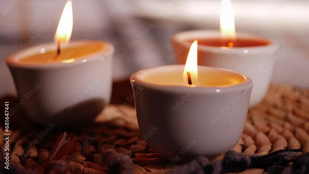 Tea light candles at dinner table Tea light candles at dinner table