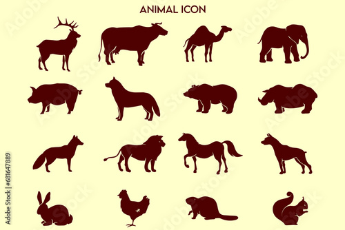 set of animals icons  set of animals