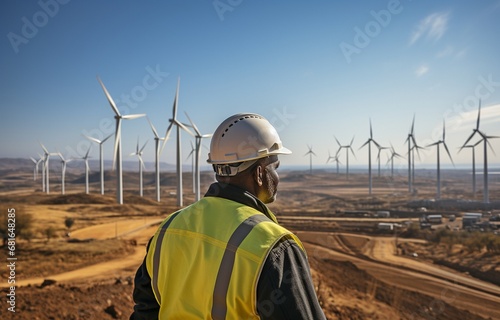 Inspecting and maintaining wind turbines as an engineer mechanic in a windmill farm park .