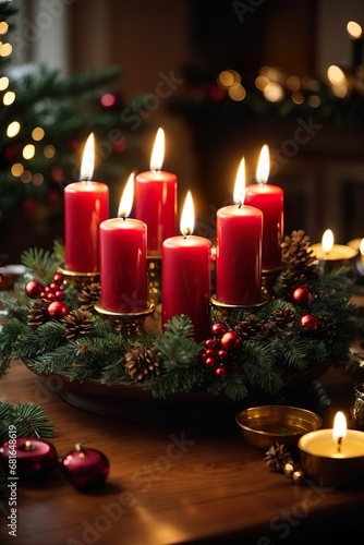 christmas candles and christmas tree