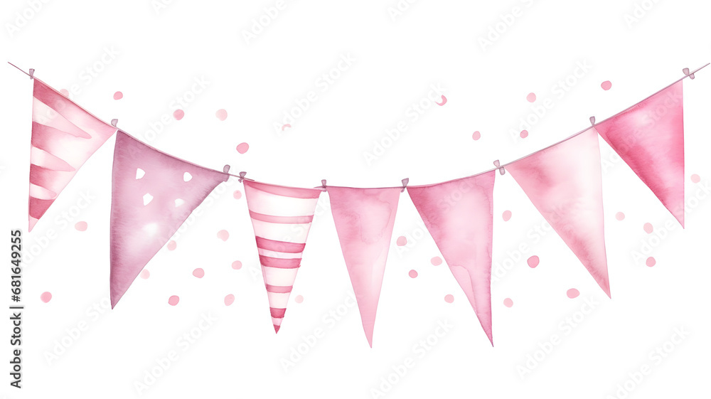Watercolor Pink Christmas Wire Flag