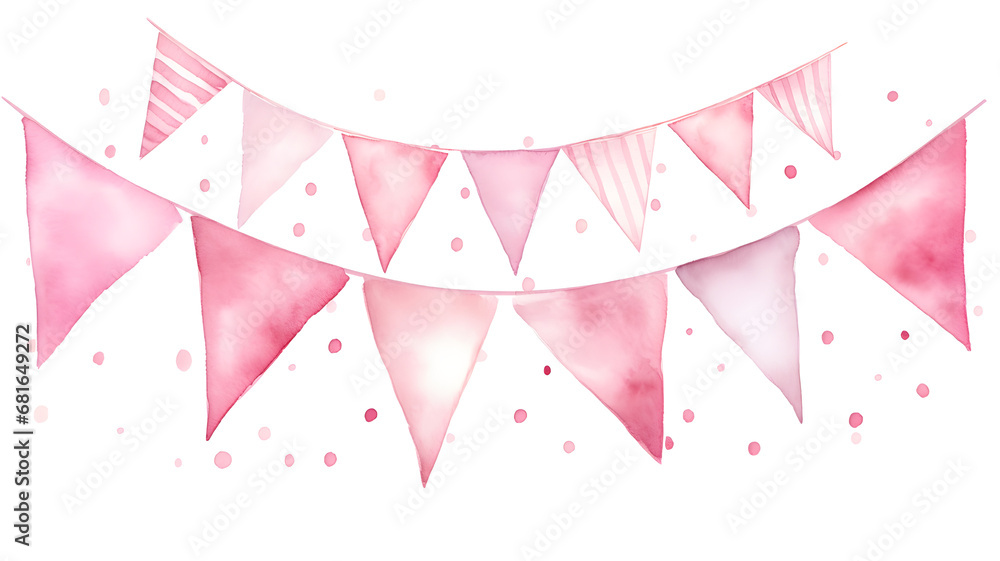 Watercolor Pink Christmas Wire Flag