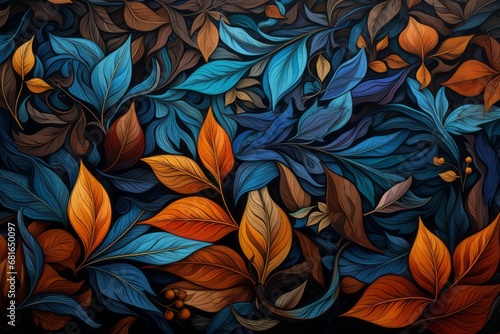 A Serene Symphony of Nature's Brushstrokes: Leaves Dancing on a Midnight Canvas