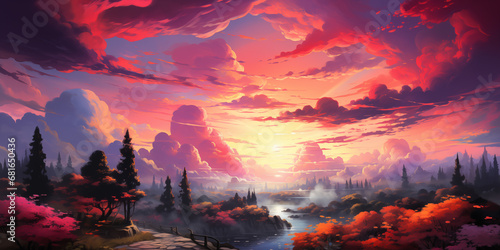sunset in the mountains