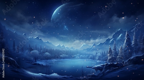 crystalline snowflakes delicately resting on a serene winter landscape, catching the soft glow of moonlight © Ahmad
