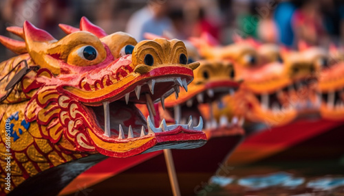 Multi colored dragon lantern decoration symbolizes Chinese culture and spirituality generated by AI
