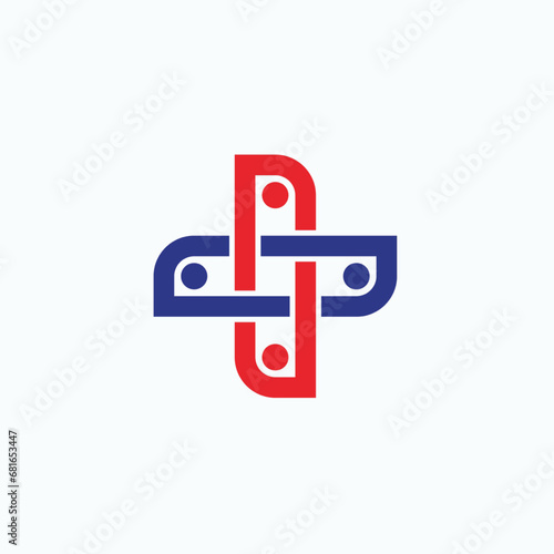Cross heart medical logo icon design template elements.