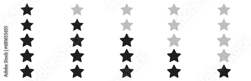 Five stars rating sign and symbol. Customer review or feedback icon. Five stars rating icon. Vector illustration.