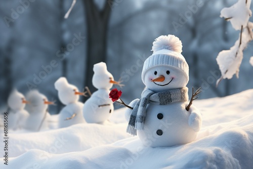 Charming snowman heralds Christmas celebration holiday cheer © Muhammad Shoaib