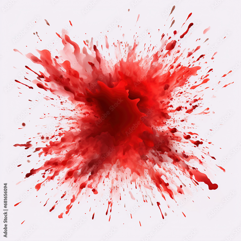 abstract explosion of red paint on a white background, vector illustration