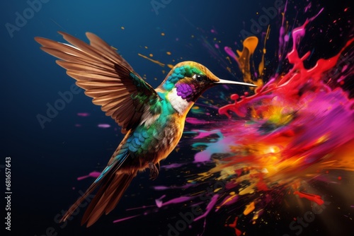 A Colorful Hummingbird in Graceful Flight © Marius