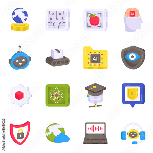 Pack of Futuristic Technology Flat Icons

