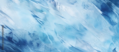 Transparent ice blue under frozen texture background. AI generated image