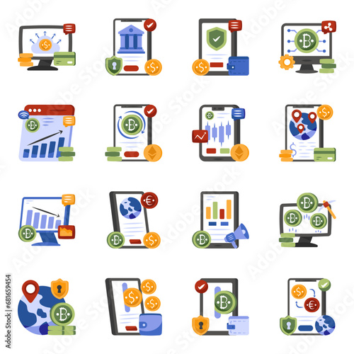 Pack of Bitcoin Flat Icons 

