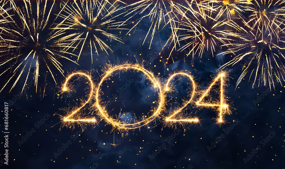 Beautiful template for New Year 2024 - obrazy, fototapety, plakaty 