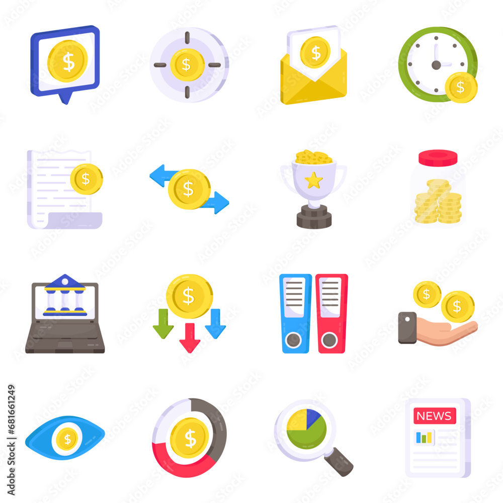 Fototapeta premium Pack of Finance Flat Icons