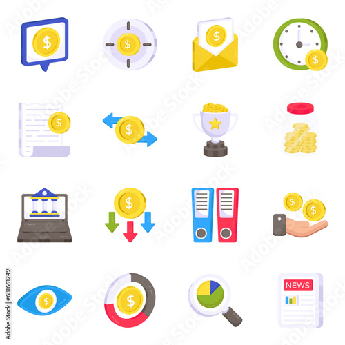 Pack of Finance Flat Icons 

