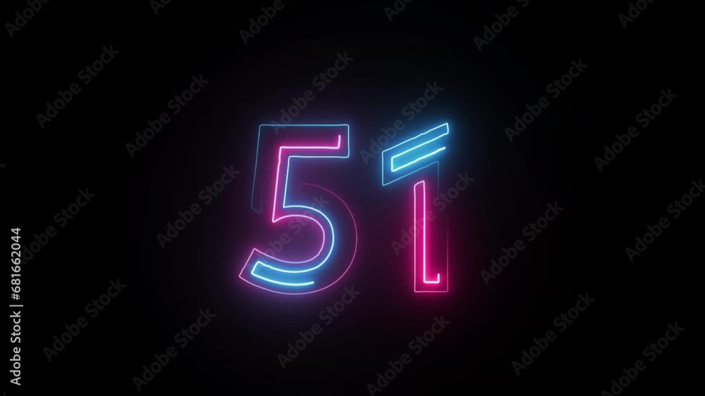 Neon number 51 with alpha channel, neon numbers, number fifty one Neon number 51 with alpha channel, neon numbers, number fifty one