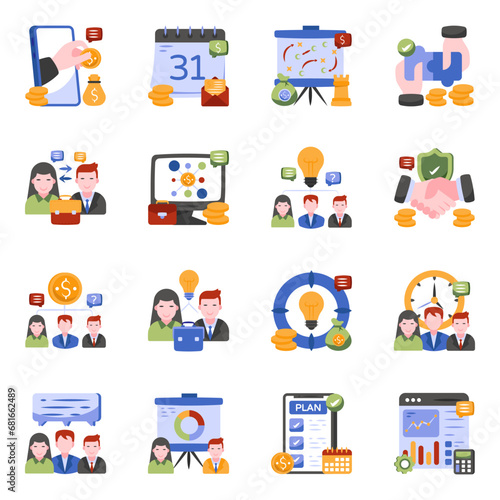 Pack of Business Analytics Flat Icons

