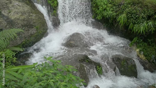 Slow motion of Paglajhora waterfall on Kurseong, Himalayan mountains of Darjeeling, West Bengal, India. Origin of Mahananda River flowing through Mahananda Wildlife Sanctuary, Siliguri and Jalpaiguri. photo