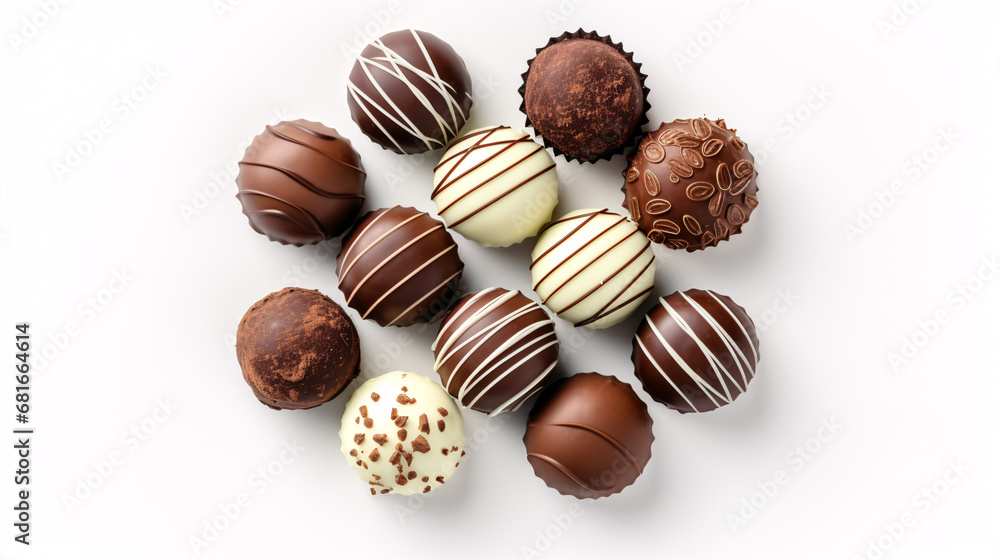 A top view of confections isolated on a fair hue surface. A top view of confections isolated on a fair hue surface.