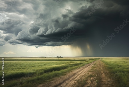 storm clouds over the field