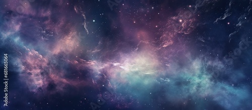 Panoramic nebula of Space scene with planets  stars and galaxies background. AI generated