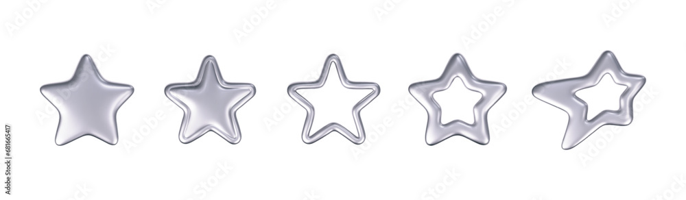 3d chrome stars set in y2k futuristic style isolated on dark background. Render 3d cyber chrome galaxy emoji with falling and flying stars, blings and sparks. 3d vector y2k illustration. 3d chrome stars set in y2k futuristic style isolated on dark background. Render 3d cyber chrome galaxy emoji with falling and flying stars, blings and sparks. 3d vector y2k illustration.