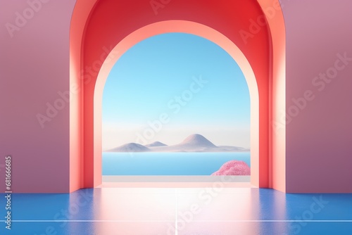 arches with the sea in the background