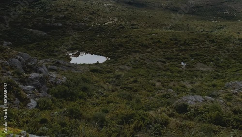 Mountain Valley Panorama. A scenic view of a paramo in Costa Rica nestled in the midst of mountains.
