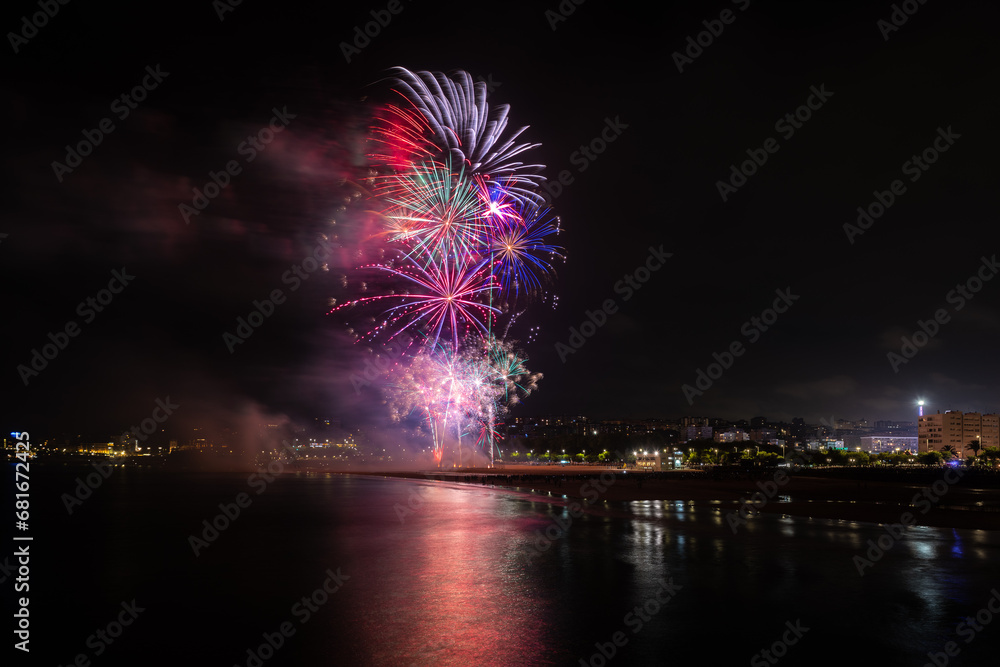 Fireworks during the festival of Semana Grande in Santander, Spain Fireworks during the festival of Semana Grande in Santander, Spain