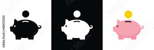 Piggy bank icon. Piggy bank saving money icon. Piggy bank icon collection. Piggy bank icon line and flat style. Baby pig sign and symbol. vector illustration. photo