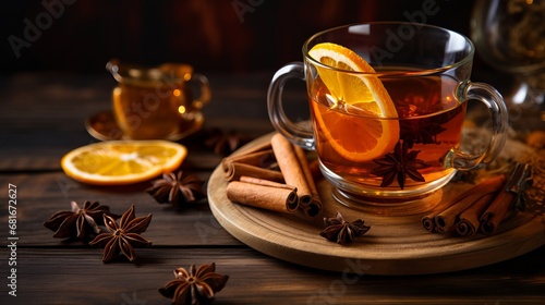 Fragrant tea with cinnamon and orange tangerine