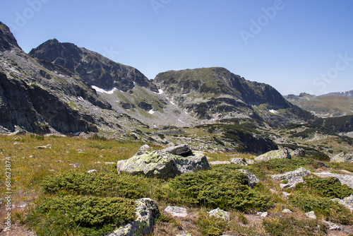 Landscape of Rila Mountain near The Scary lake, Bulgaria photo