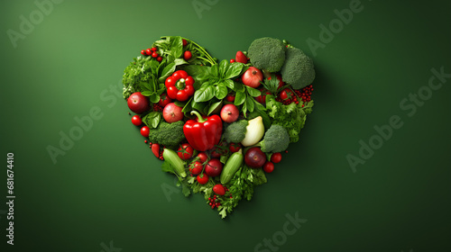 Heart shaped vegetables. Health food concept.  photo