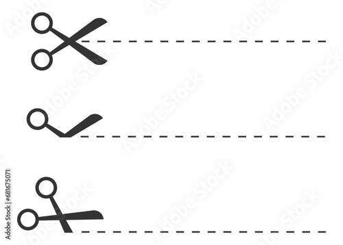 Scissor icon. Scissors cut vector design element or logo template. Black and white silhouette isolated.